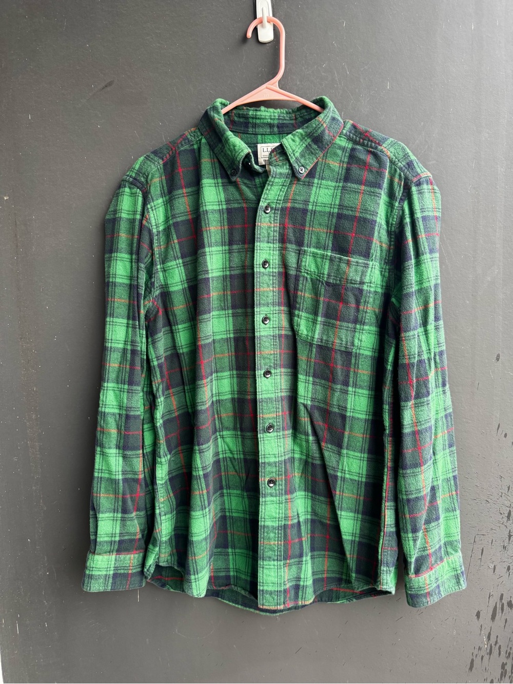 Vintage L.L. Bean rugged green flannel button down lumberjack shirt